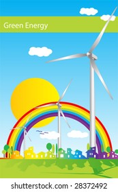 Wind power illustration, green energy