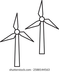 Wind power line art icon. Eco-friendly and clean energy symbol.