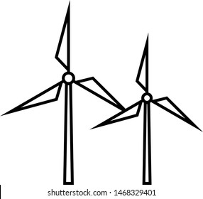 Wind power line icon, logo isolated on white background