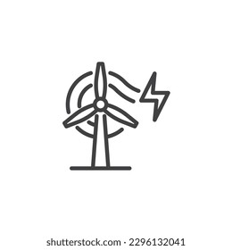 Wind Power line icon. Turbine energy linear style sign for mobile concept and web design. Wind energy outline vector icon. Symbol, logo illustration. Vector graphics