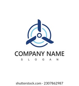 Wind Power Logo, Renewable Energy Concept, Wind Turbine Icon