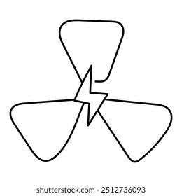 Wind Power Monoline Icon Design. Represents Renewable Energy, Sustainability, Green Technology, Clean Energy. Vector icon with editable Strokes and Colors.