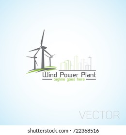 Wind Power Plant Buildings Modern Eco Stock Vector (Royalty Free ...