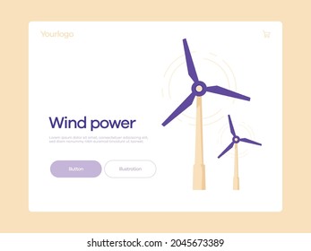 Wind power plant and factory. Vector illustration for web design and mobile app.