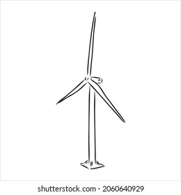 Wind power plant. Hand drawn vector illustration.