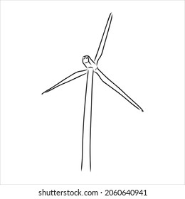 Wind power plant. Hand drawn vector illustration.