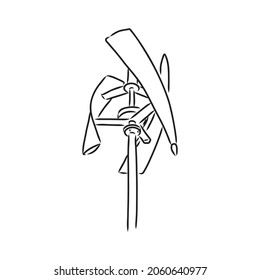 Windkraftwerk. Handgezeichnete Vektorgrafik.