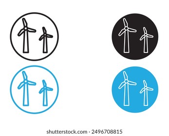Wind power plant icon black and white vector outline sign
