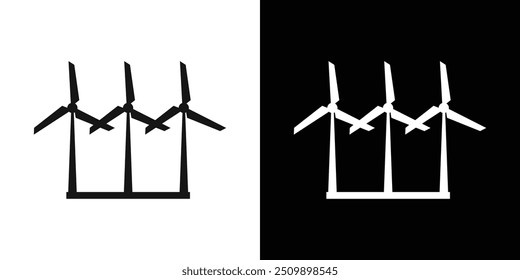 Wind power plant icon Black line art vector logo set