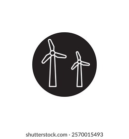 Wind power plant icon black and white vector outline sign