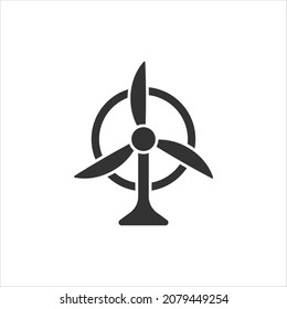 Wind power plant icon in flat style. Turbine vector illustration on white isolated background. Air energy sign business concept.