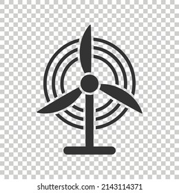 Wind power plant icon in flat style. Turbine vector illustration on white isolated background. Air energy sign business concept.