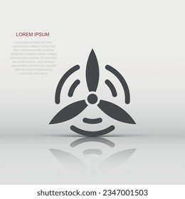 Wind power plant icon in flat style. Turbine vector illustration on white isolated background. Air energy sign business concept.
