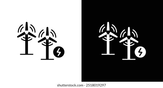 Wind power plant icon Flat fill set collection