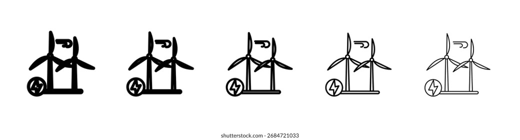 Wind power plant icon flat illustration set logo