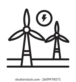 Wind power plant icon Line Art Logo set
