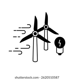 wind power plant icon, simple flat style, illustration, logo sign symbol pictogram template, for ui or ux isolated on white for mobile app, editable
