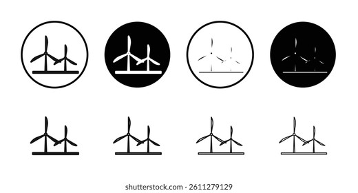 Wind power plant icon Thin line art collection