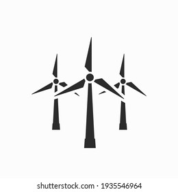 Wind Power Plant Icon. Wind Turbines. Eco Friendly, Renewable, Sustainable And Alternative Energy Symbol. Isolated Vector Image