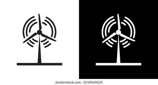 Wind power plant icon Vector flat thin line illustration