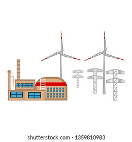Wind power plant image. Vector illustration design