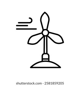 Wind power plant linear icon. Customizable alternative energy industry line illustration. Power plants. Wind turbine vector outline isolated. Editable stroke