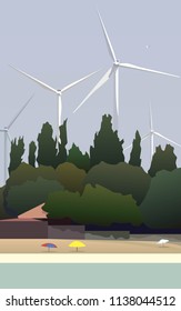 Wind power plant near the Azov sea.