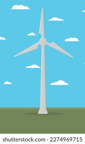 wind power plant stands in the field of green energy renewable resource