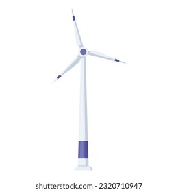 Wind power plant, vector illustration. Alternative, eco friendly, sustainable, renewable wind energy source.Concept of net zero emissions