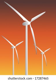 Wind power plants vector illustration