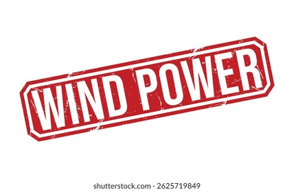 Conception d'Image vectorielle de timbre en caoutchouc rouge WIND POWER.