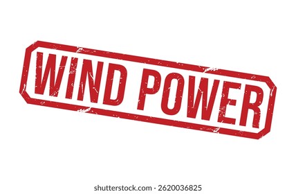 Timbre en caoutchouc WIND POWER sur fond blanc. Timbre ÉOLIEN.