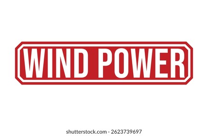Timbre en caoutchouc WIND POWER sur fond blanc. Timbre ÉOLIEN.