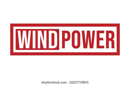 Timbre en caoutchouc WIND POWER sur fond blanc. Timbre ÉOLIEN.
