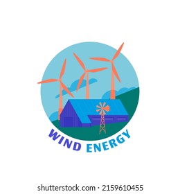 Wind power station icon. Clean wind-derived electricity sign. Renewable energy source. Ecology concept. Editable vector illustration in modern flat style isolated on a white background.