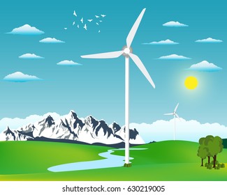Wind power station illustration