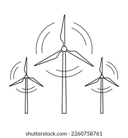 Windkraft, Windturbinensymbol Vektorgrafik einzeln auf weißem Hintergrund.