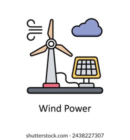Wind Power vector filled outline icon design illustration. Manufacturing units symbol on White background EPS 10 File