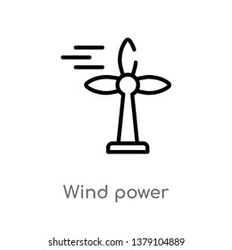 wind power vector line icon. Simple element illustration. wind power outline icon from technology concept. Can be used for web and mobile