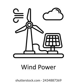 Wind Power vector outline icon design illustration. Manufacturing units symbol on White background EPS 10 File