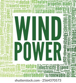Wind Power word cloud conceptual design isolated on white background.