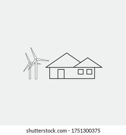wind powered house vector icon wind energy electricity