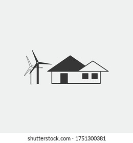 wind powered house vector icon wind energy electricity