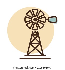 Wind pump flat icon. Agriculture sign. Graph symbol for your web site design, logo, app, UI. Vector illustration, EPS10.