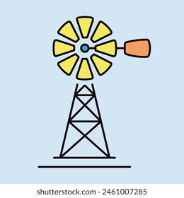 Wind pump flat icon. Agriculture sign. Graph symbol for your web site design, logo, app, UI. Vector illustration, EPS10.