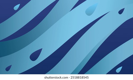 Wind with rain abstract vector background. Flow air masses with falling water drops. Autumn banner in minimal simple style. Storm, rain drops pattern.