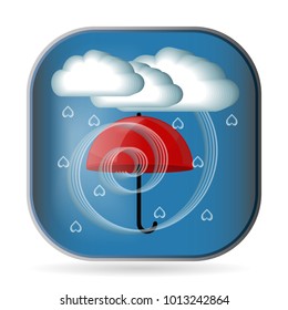 Wind, rain, clouds and umbrella. Weather logo, icon, button - vector