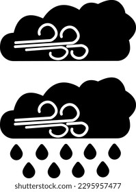 Wind and rain icons. Cloud Icons Black. Windy weather