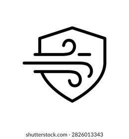 Wind resistance vector icon. Wind with shield.