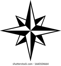 Wind rose. Black and white vector image.